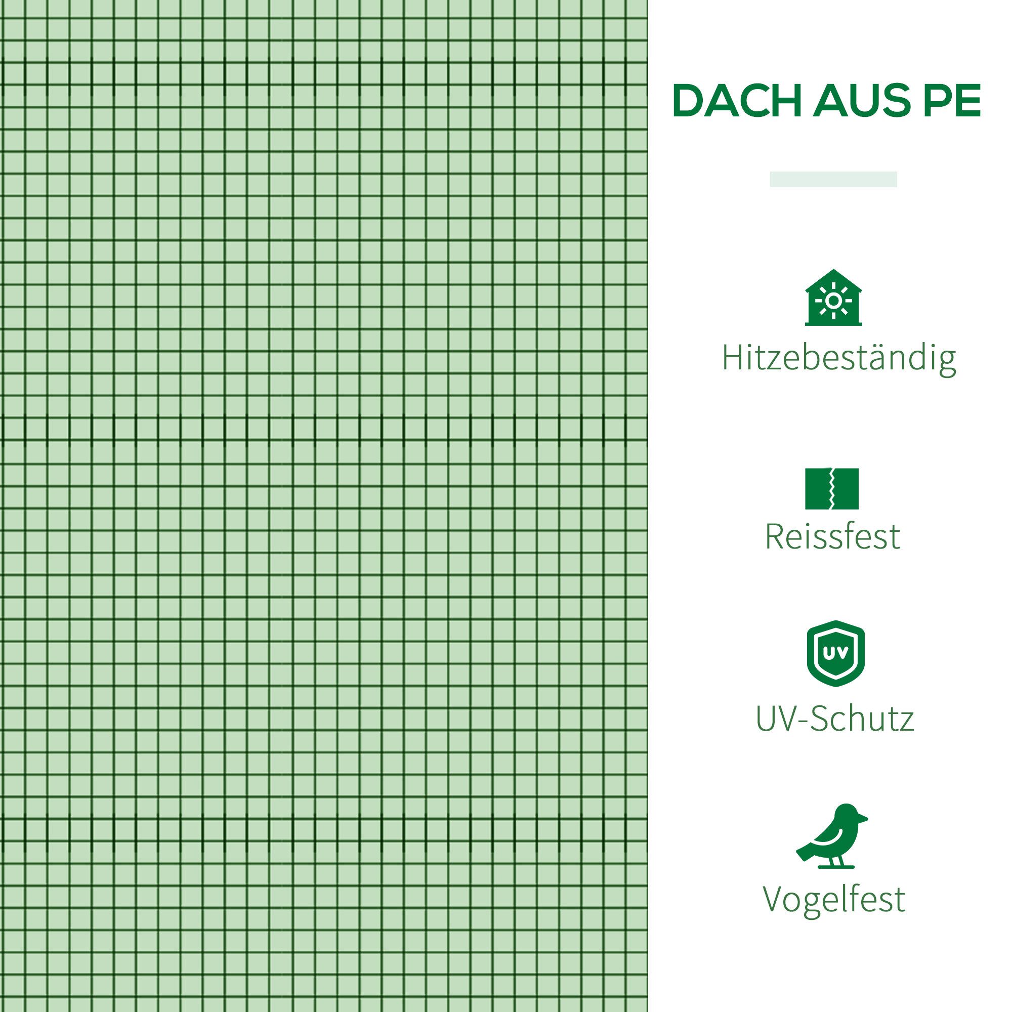 Outsunny Foliengewächshaus Gewächshaus mit aufrollbaren Reißverschlusstür Stahl, BxTxH: 100 x 295 x 80 cm, BxLxH: 100 x 295 x 80 cm, Gewächshaus 1-St., Tomatenh – Bild 4 von 5