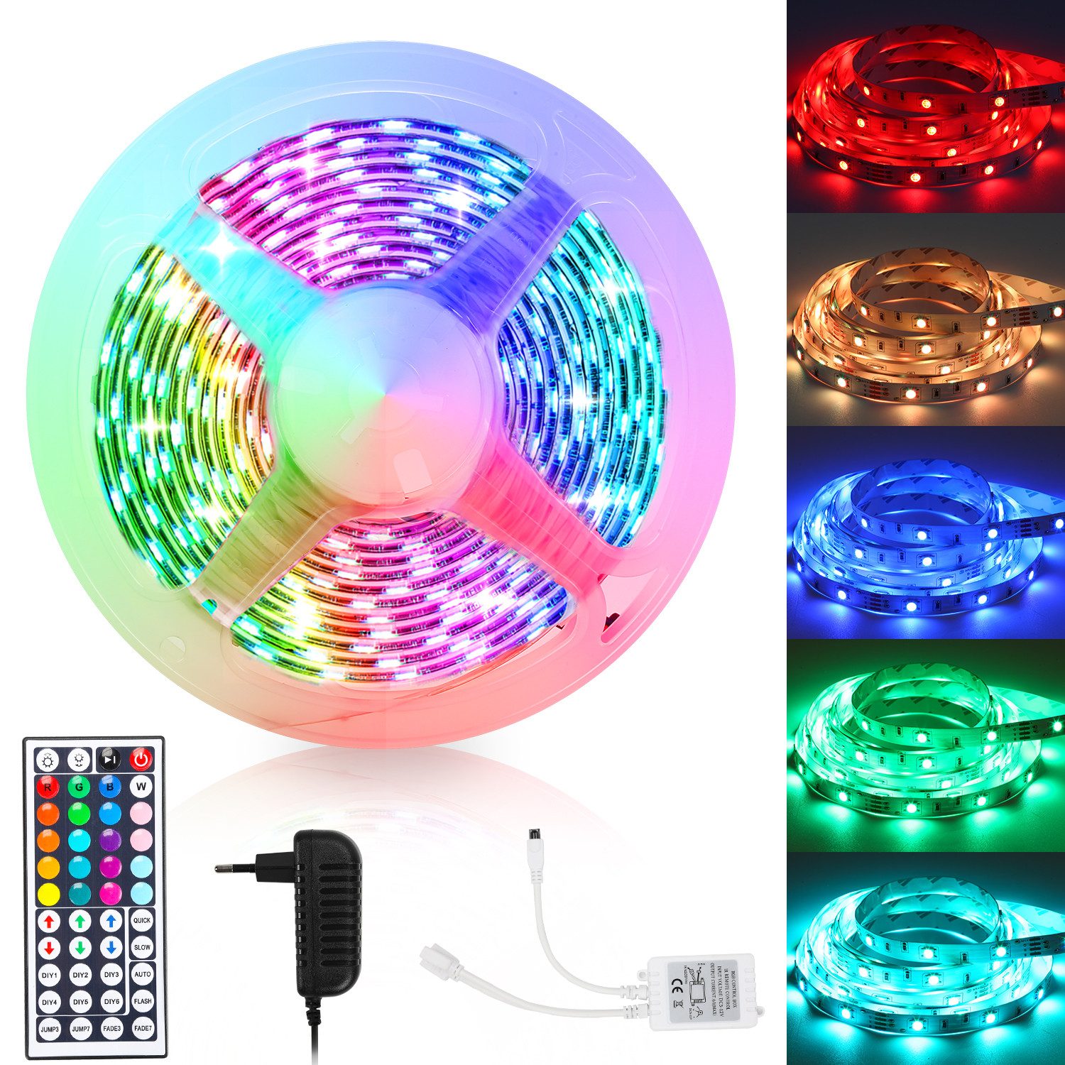 Clanmacy LED Stripe 1-10m LED Streifen Lichtband 5050SMD Leiste RGB Fernsteuerung LED Band, 30-flammig, Licht-Streifen Fernbedienung RGB Lichterkette 5050 SMD Lichtleiste