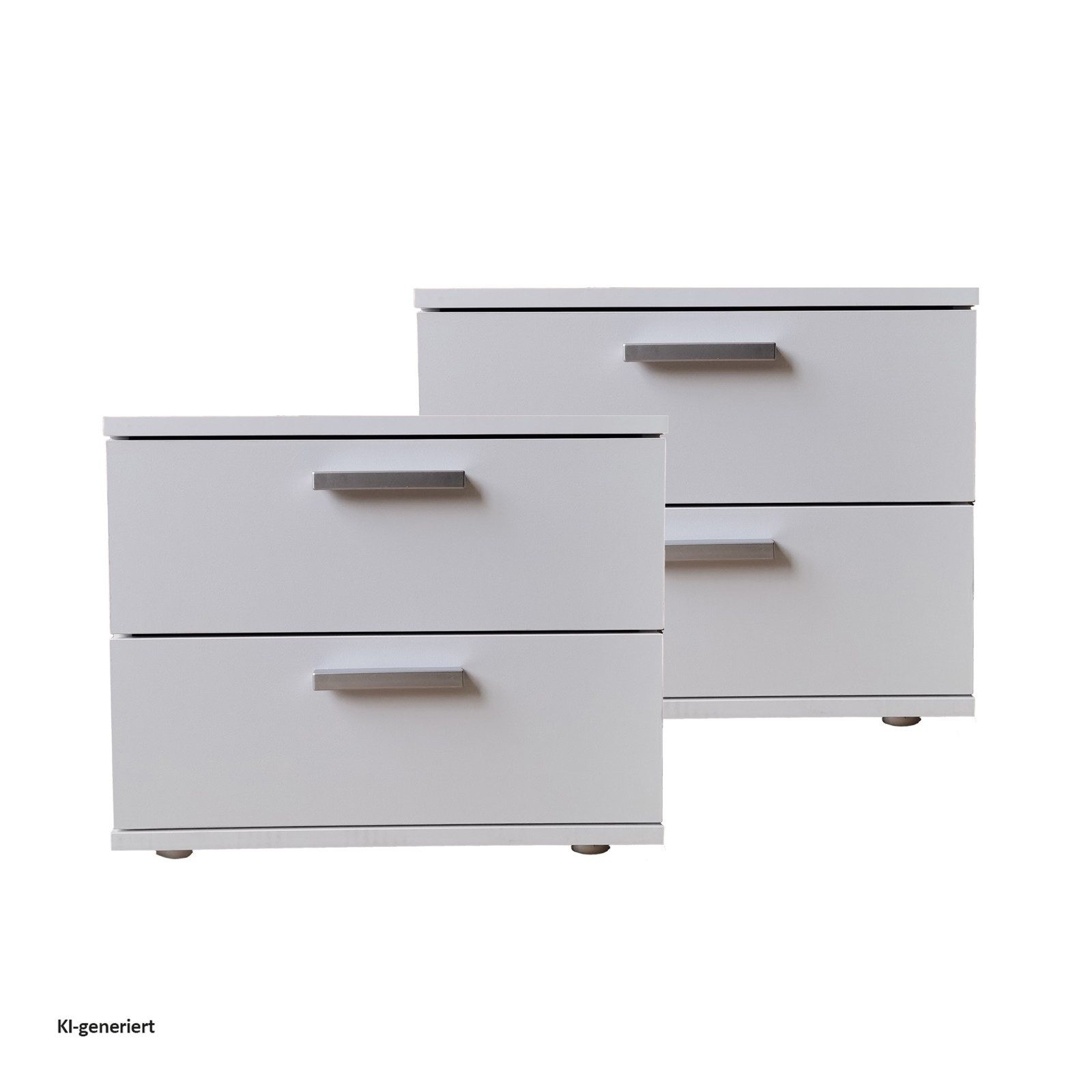 HTI-Living Nachtschrank Nachtschrank 2er Set Weiß Nina (Set, 2-St., 2 Nachtschränke) Nachttisch Nachtkommode Nachtkonsole