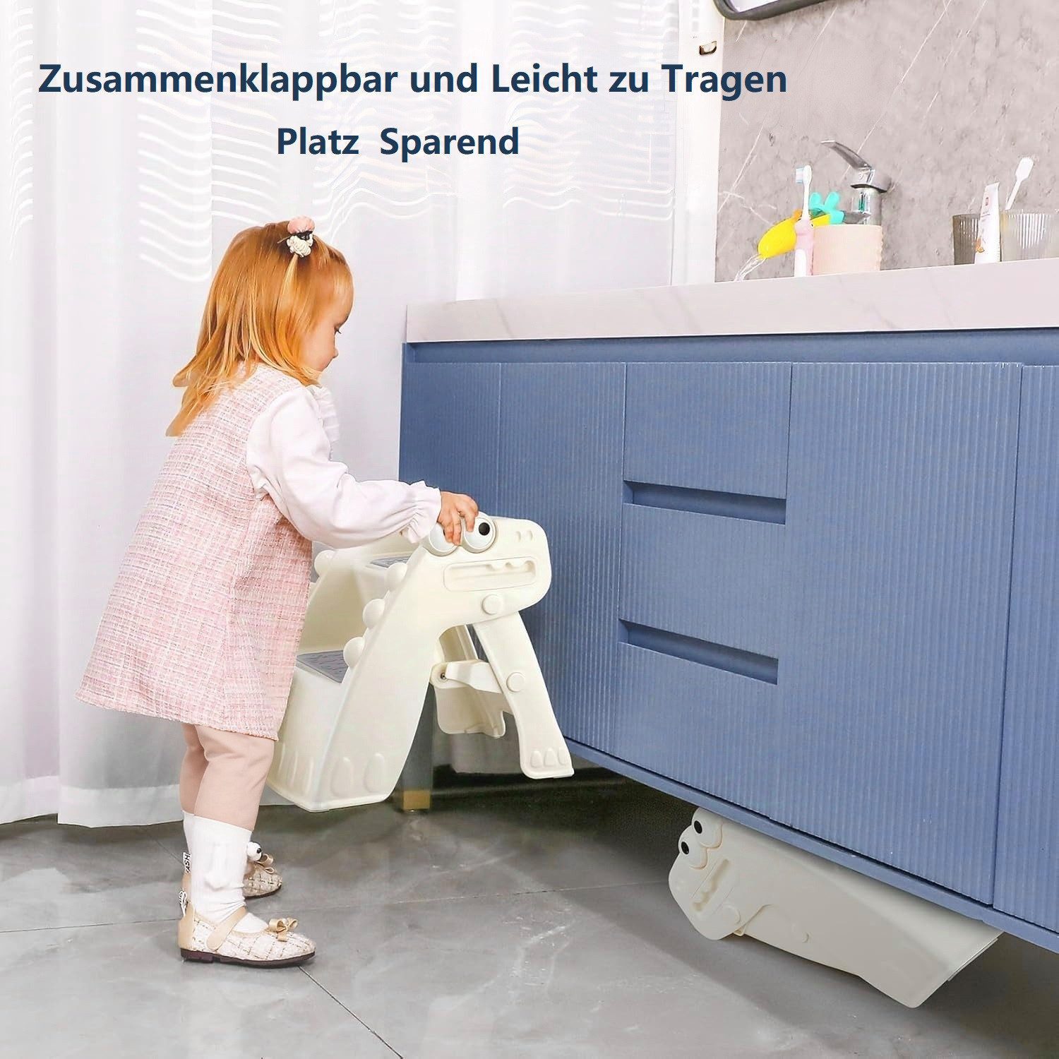 OUNUO Tritthocker Kleinkind-Hocker, 2-stufiger faltbarer Tritthocker