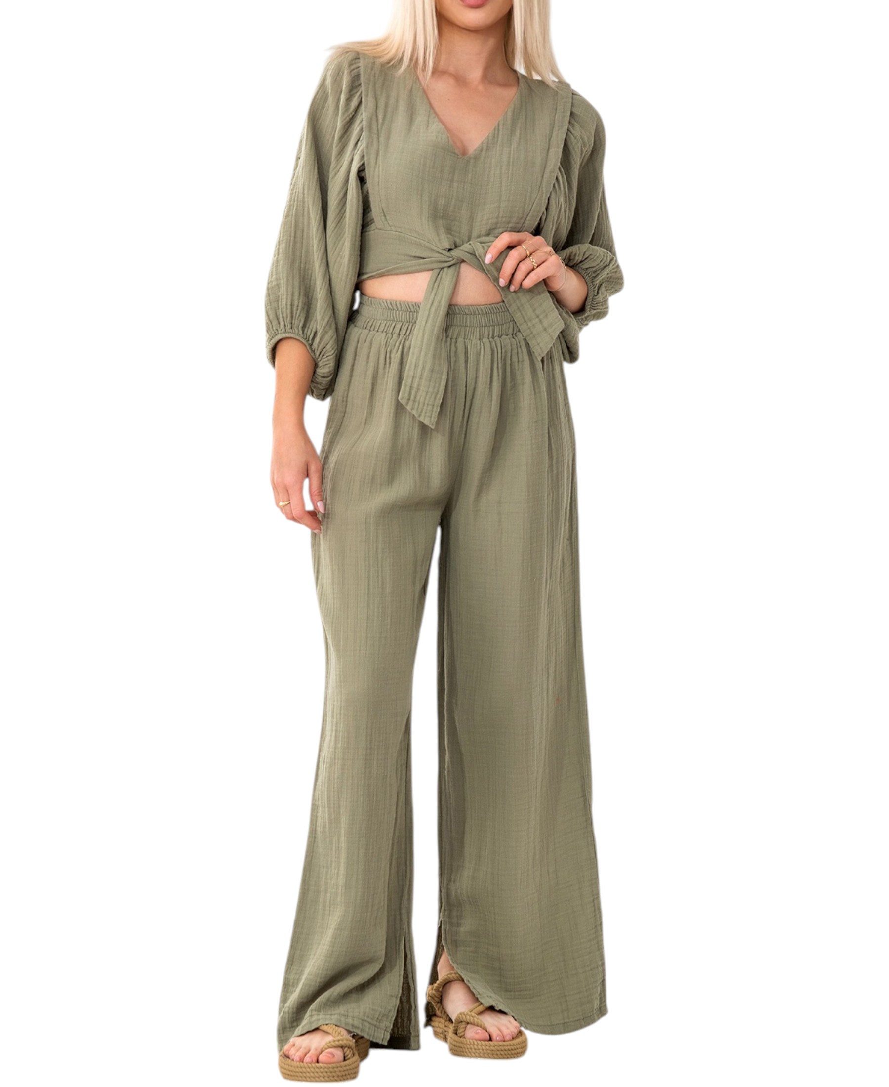 WENOR Crop-Top Set Damen Musselin-Zweiteiler mit günstig online kaufen