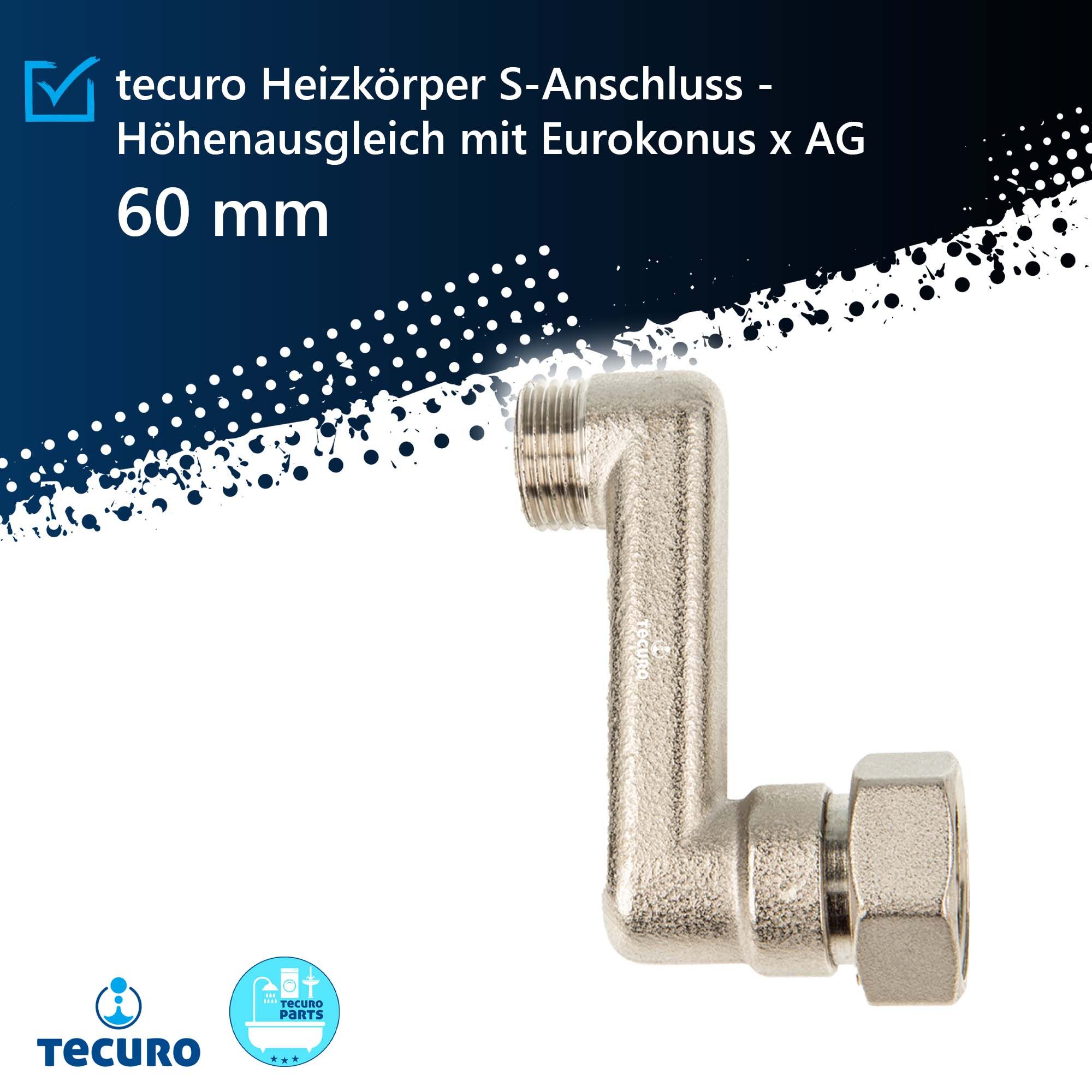 tecuro Heizkörper Heizkörper S-Anschluss - 10 mm Höhenausgleich mit Eurokon günstig online kaufen