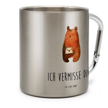 Mr. & Mrs. Panda Tasse Bär Liebesbrief - Transparent - Geschenk, Liebeskummer, Teddy, Becher, Edelstahl, Robust & Isolierend