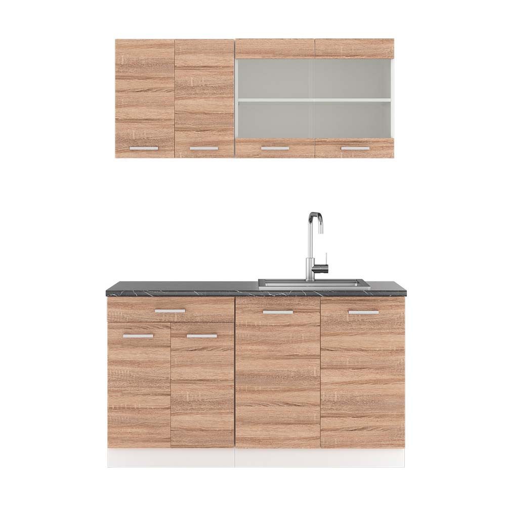 Vicco Küchenzeile R-Line, Sonoma/Weiß, 140 cm, günstig online kaufen