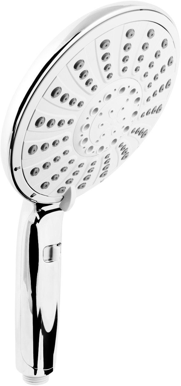 CORNAT Handbrause 150 mm Kopfdurchmesser - 5 Strahlarten: Normal-, Soft- & Massagestrahl, verchromt - Wasserstop & Anti-Kalk