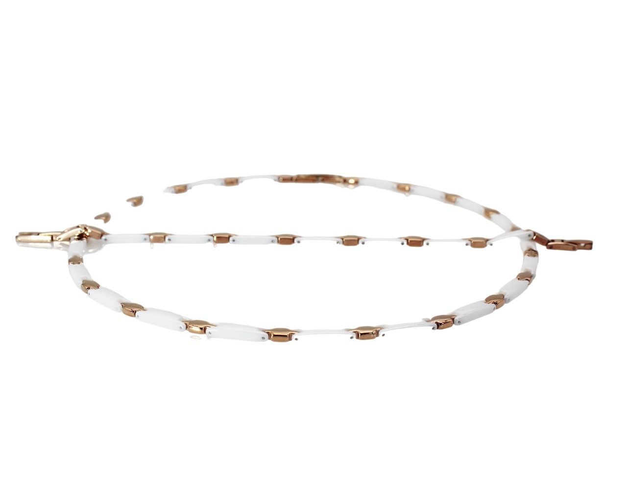 ELLAWIL Collier-Set Damenhalskette Schmuckset Kette Collier & Armband Halskette (aus weißer Keramik mit rosegoldfarbener Edelstahl, Kettenlänge 49 cm, Armbandlänge 20 cm, Breite 6 mm), inklusive Geschenkschachtel