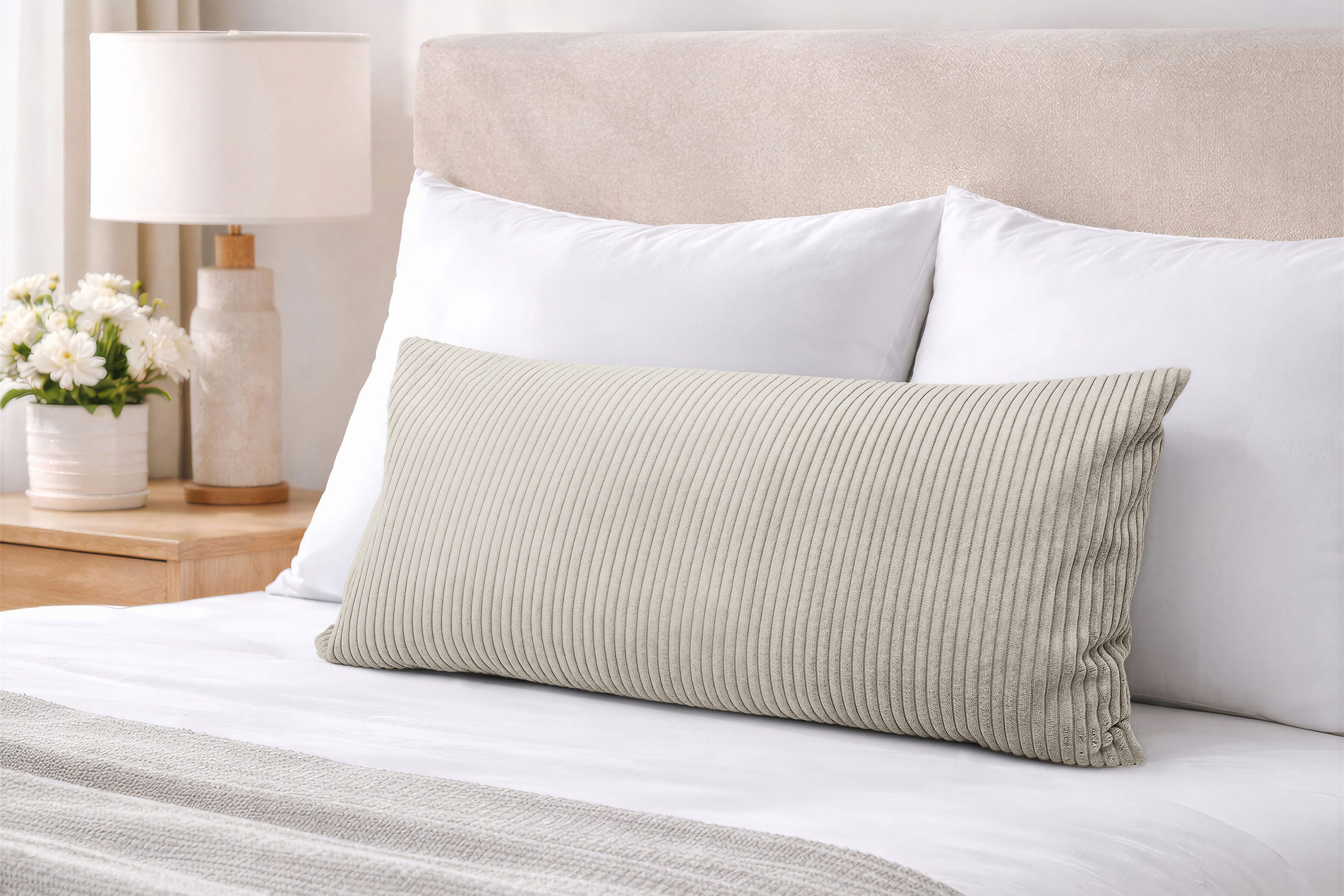 Amilian Kissenbezüge Kissenbezug 40x80 cm - Kopfkissenbezug Sofakissenbezug Kissenhülle, Cord-Optik, weich, Hotelverschluss ohne Reißverschluss