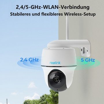 Reolink Argus PT Pro+SP 4MP PTZ Akku- oder solarbetriebene 2,4/5GHz WLAN IP Überwachungskamera (Außenbereich, PIR-Erkennung, IR-Nachtsicht, Could-Speicherung)