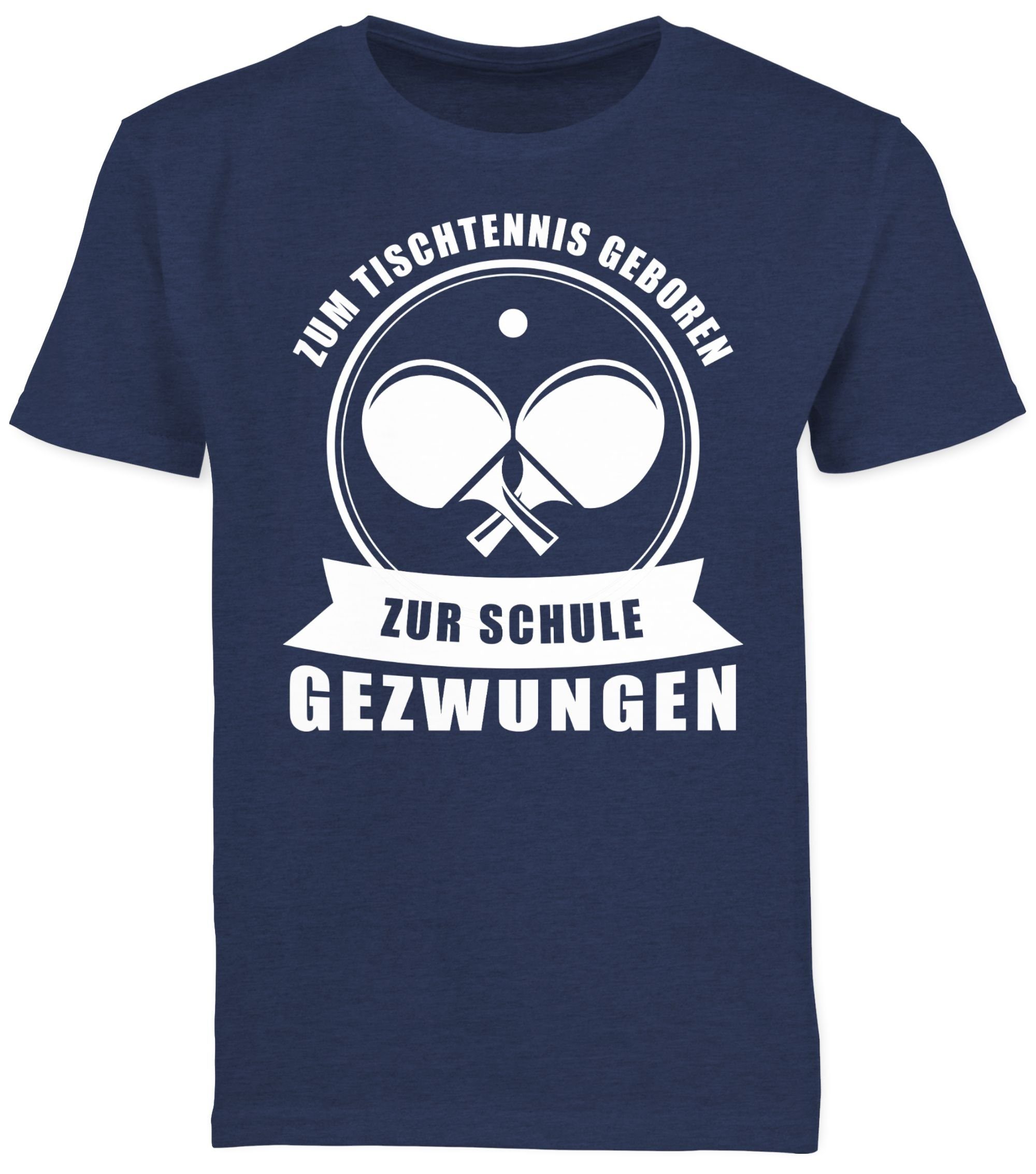 Zur Kinder geboren. Schule Dunkelblau Zum 3 Meliert Shirtracer Tischtennis gezwungen Sport Kleidung T-Shirt