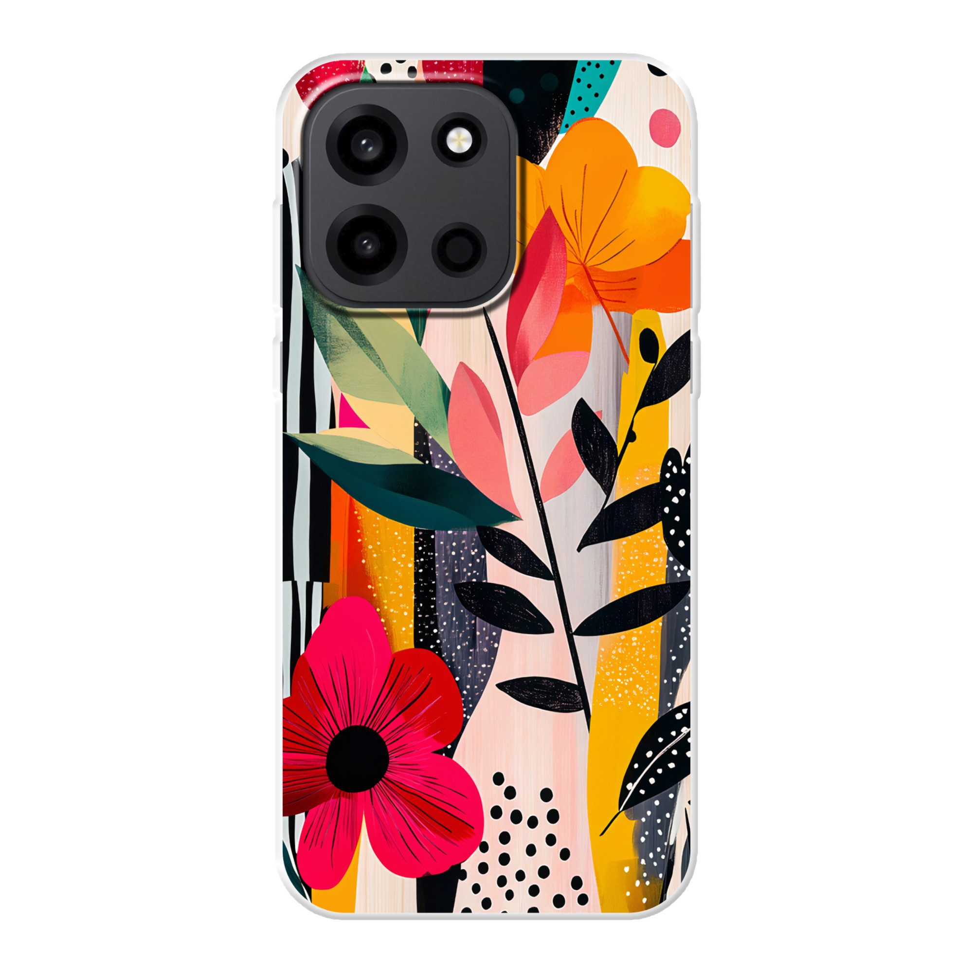 MuchoWow Handyhülle für OnePlus Turbo 6 5G Blumen - Blätter - Abstrakt - Farbenfroh, Handy Case, Silikon, Bumper Case Dünn