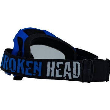 Broken Head Motorradbrille Crossbrille MX-2 Goggle Blau, Vorrichtung für Abreißvisiere