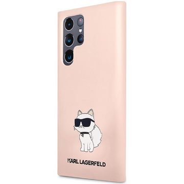 KARL LAGERFELD Handyhülle Case Samsung Galaxy S23 Ultra Silikon rosa Katze 6,8 Zoll, Kantenschutz