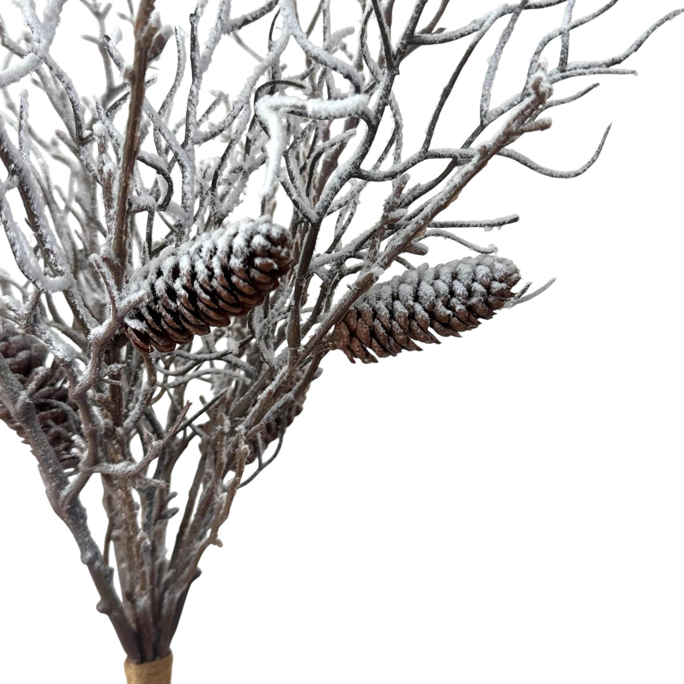 Kunstzweig Künstliche Zweige mit Zapfen und Schnee, 45cm. Winterdeko Weihna günstig online kaufen