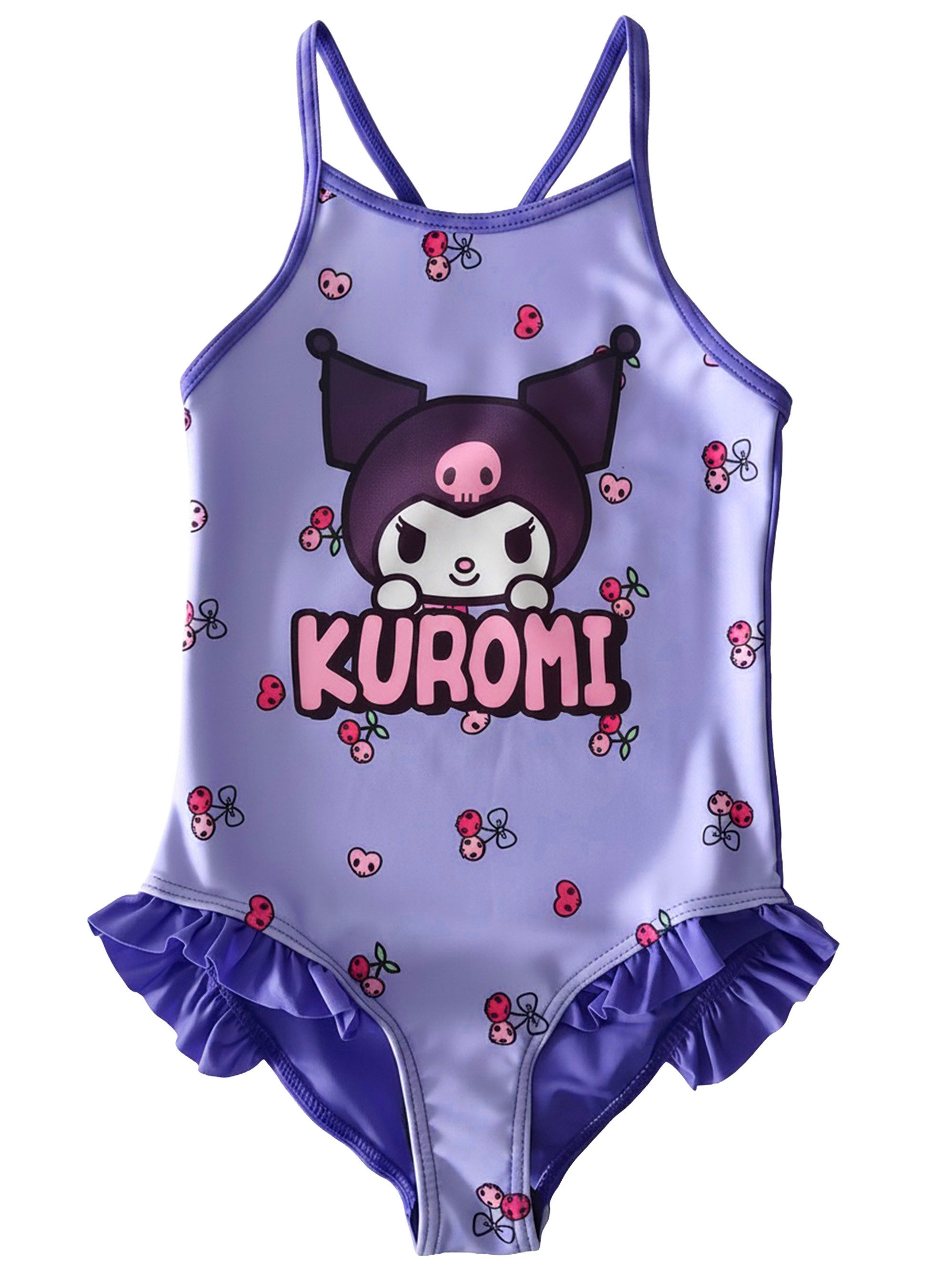 Badeanzug Hello Kitty Kuromi Badeanzug mit Rüschen Schwimmanzug Einteiler