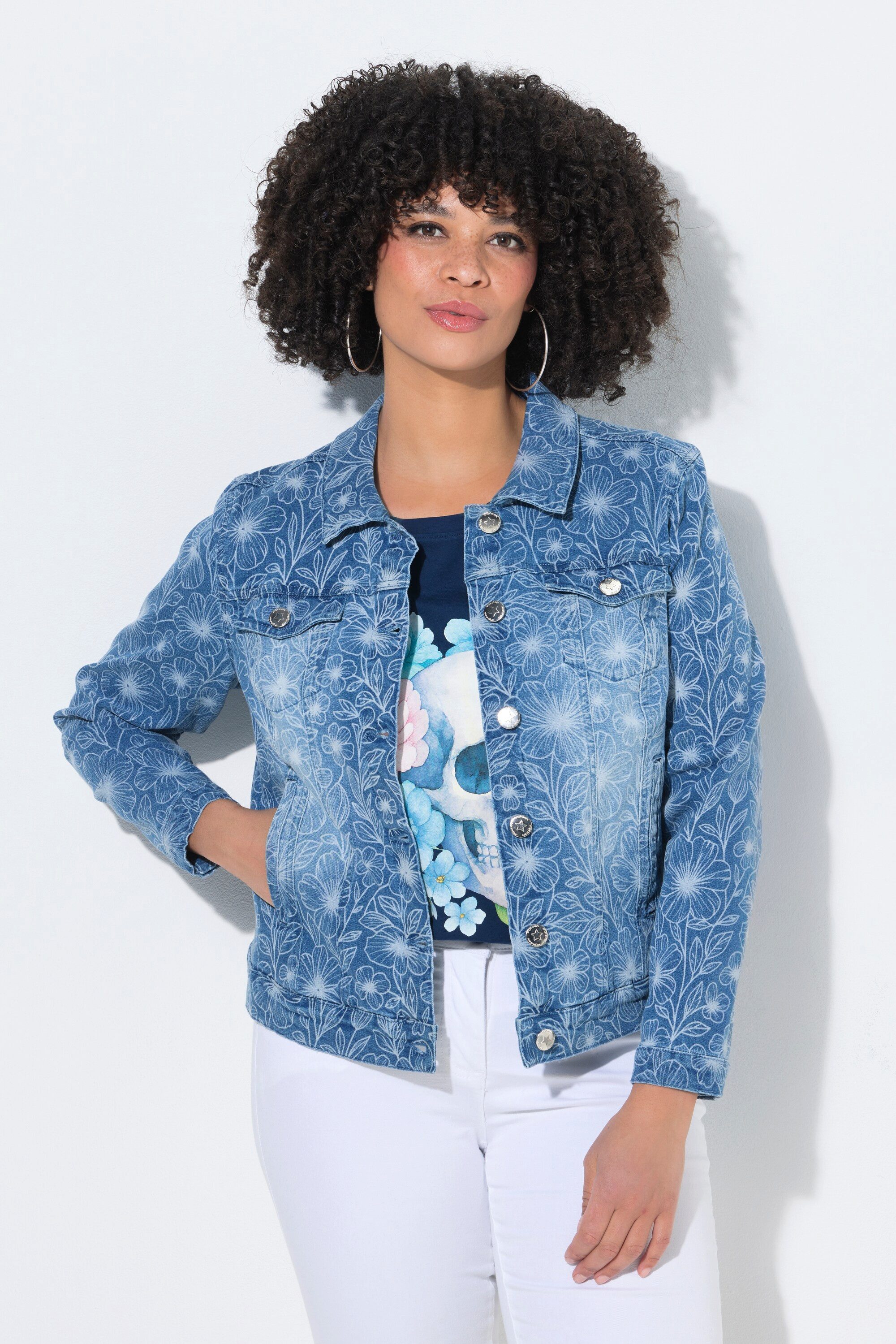 Angel of Style Jeansjacke Jeansjacke Frieda Blumenmuster 4 Taschen günstig online kaufen