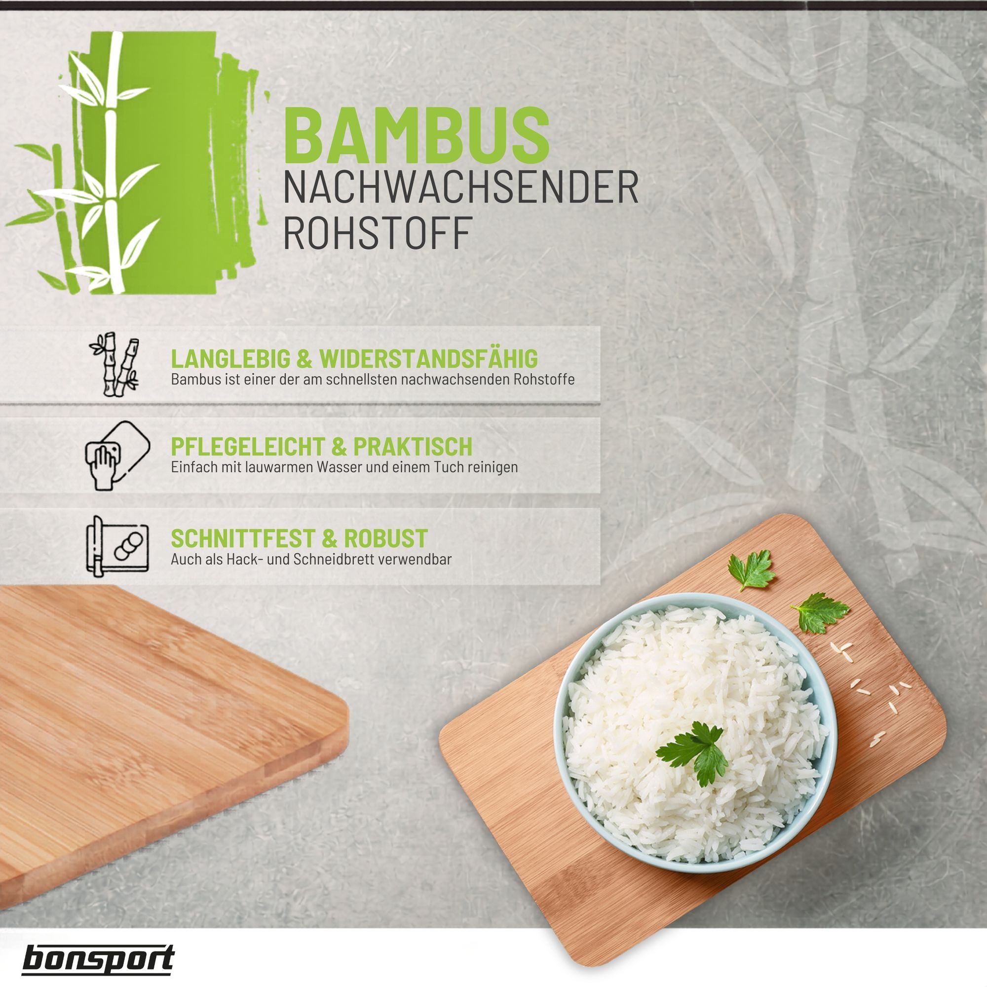 bonsport Frühstücksbrett 6er Set Brettchen, Bambus – Bild 5 von 5
