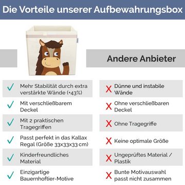 GLÜCKSWOLKE Aufbewahrungsbox Kinder - 15 Motive I Spielzeugkiste mit Deckel für Kinderzimmer (Größe 33x33x33), Boxen zur Aufbewahrung im Kallax Regal I Kiste für Spielzeug