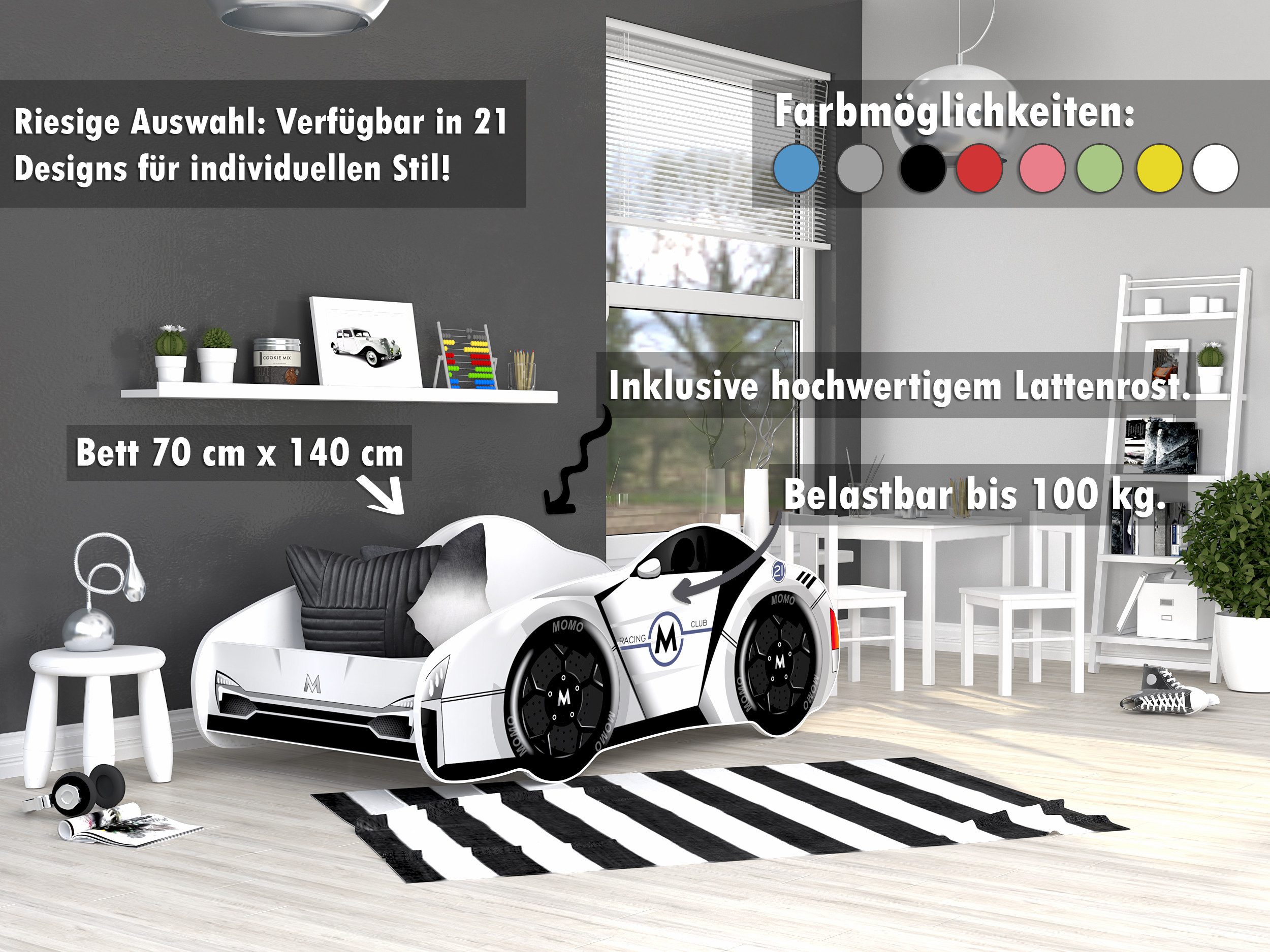 AJKmeble Autobett Kinderbett Jugendbett 70x140cm Gamerbett günstig online kaufen