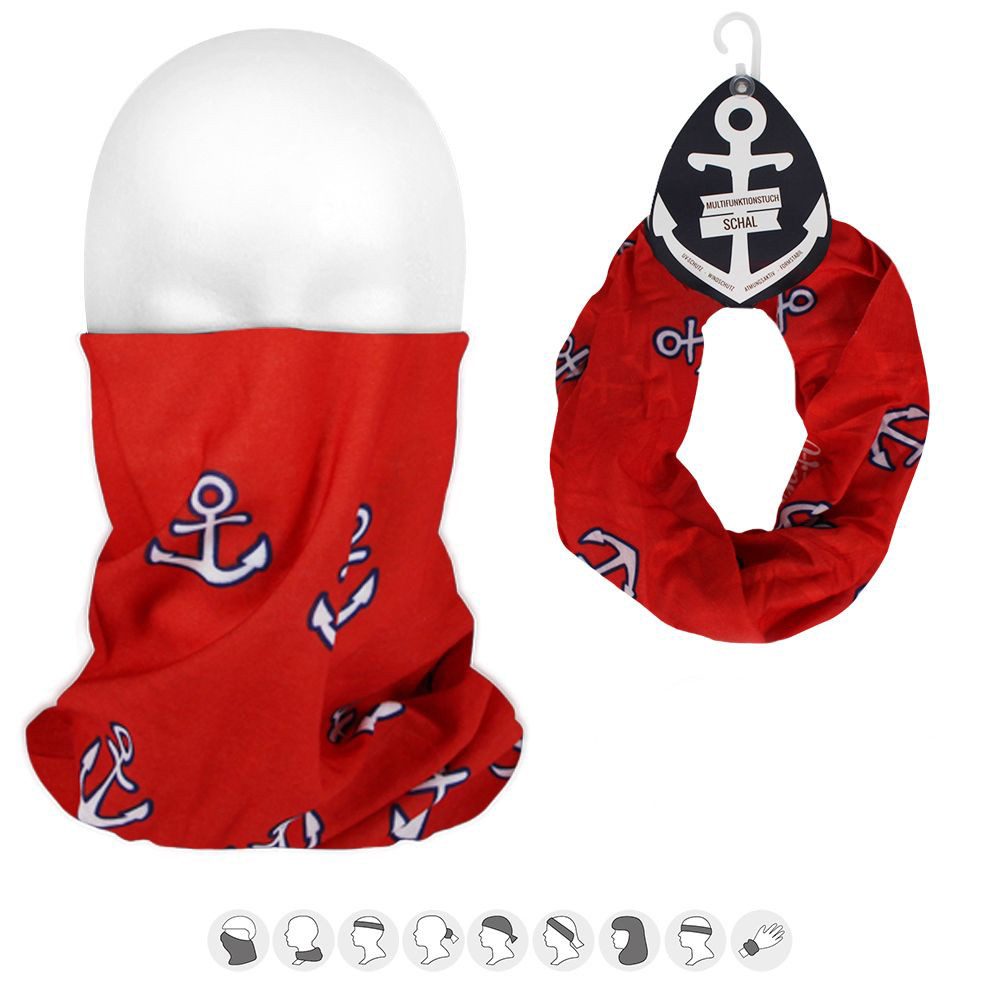 Goodman Design Multifunktionstuch Schlauchtuch Maritimer Style Anker in Rot Nahtlos, Vielseitig, Leicht und atmungsaktiv – ideal für Sport, Reisen oder den Alltag.