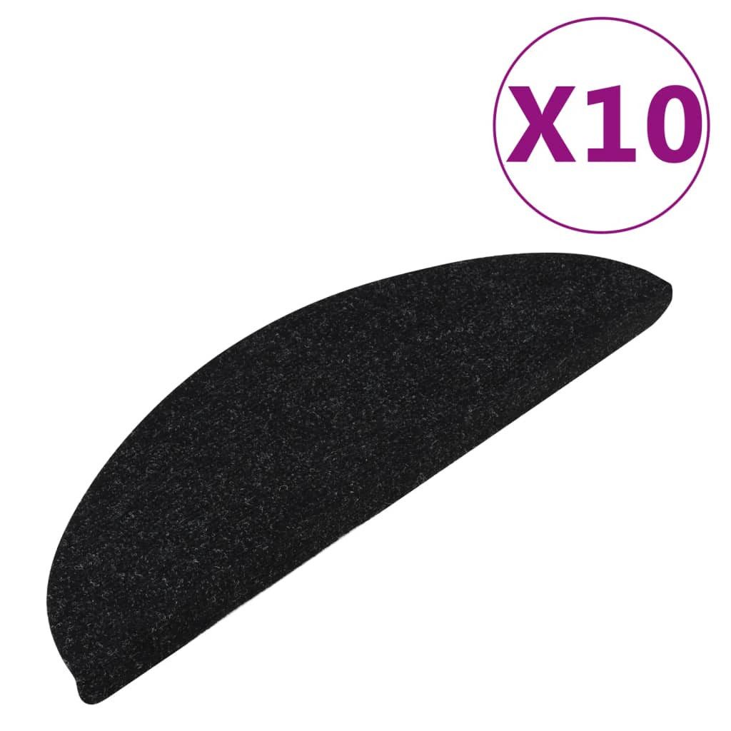 vidaXL Stufenmatte 65 x 225 x 35 cm Stufenmatten Selbstklebend 10 Stk Schwarz 65x22,5x3,5