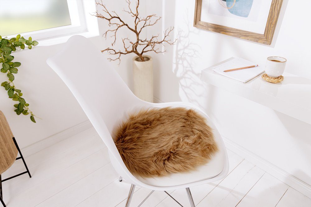 · Faux-Fur Wohnzimmer hellbraun, · rund rund, für Landhausstil 34cm · Fellteppich riess-ambiente, Stühle DOLLY ·