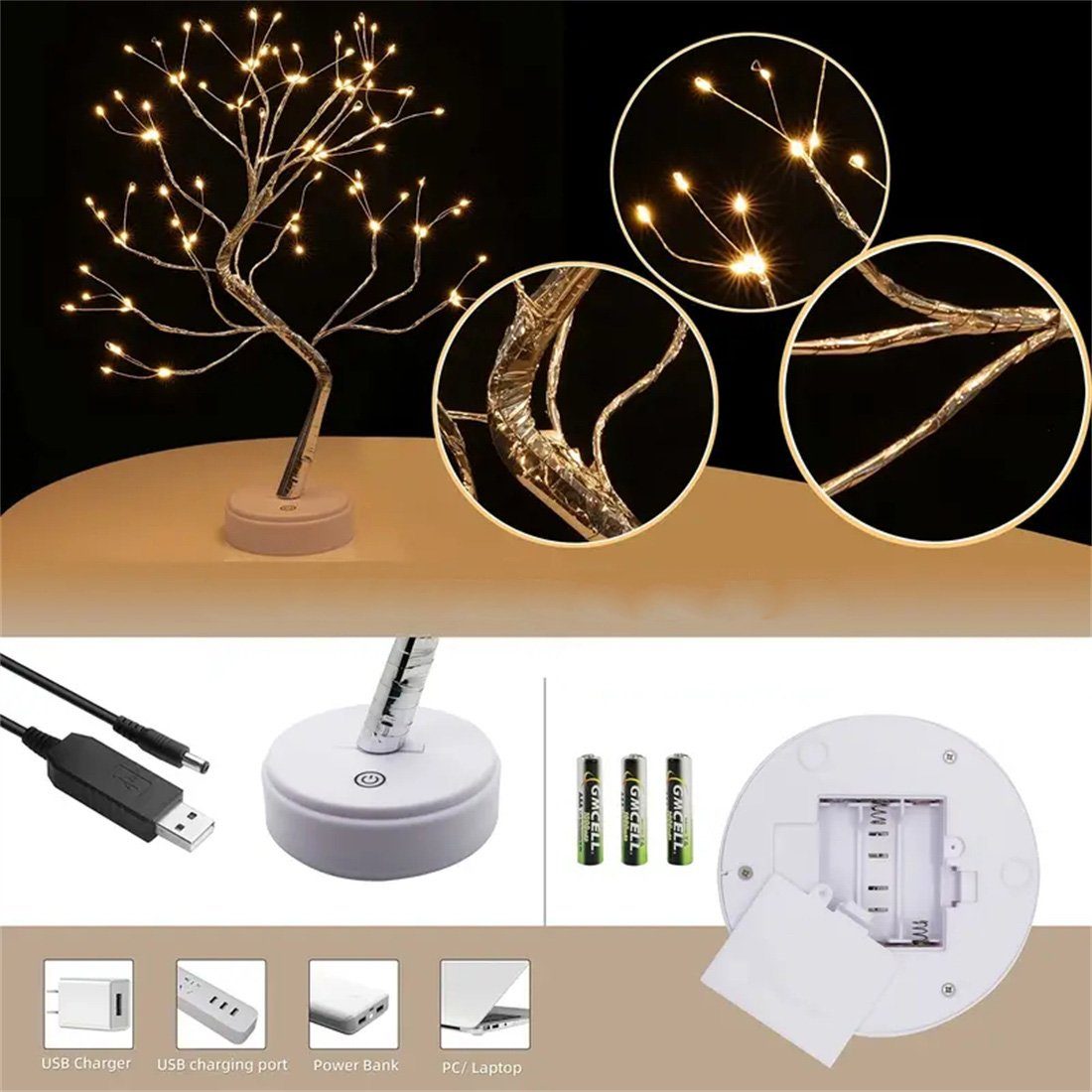 Weihnachtsdekoration Dekofigur DAYUT LED Sockel, Dot Lights mit Tree LED