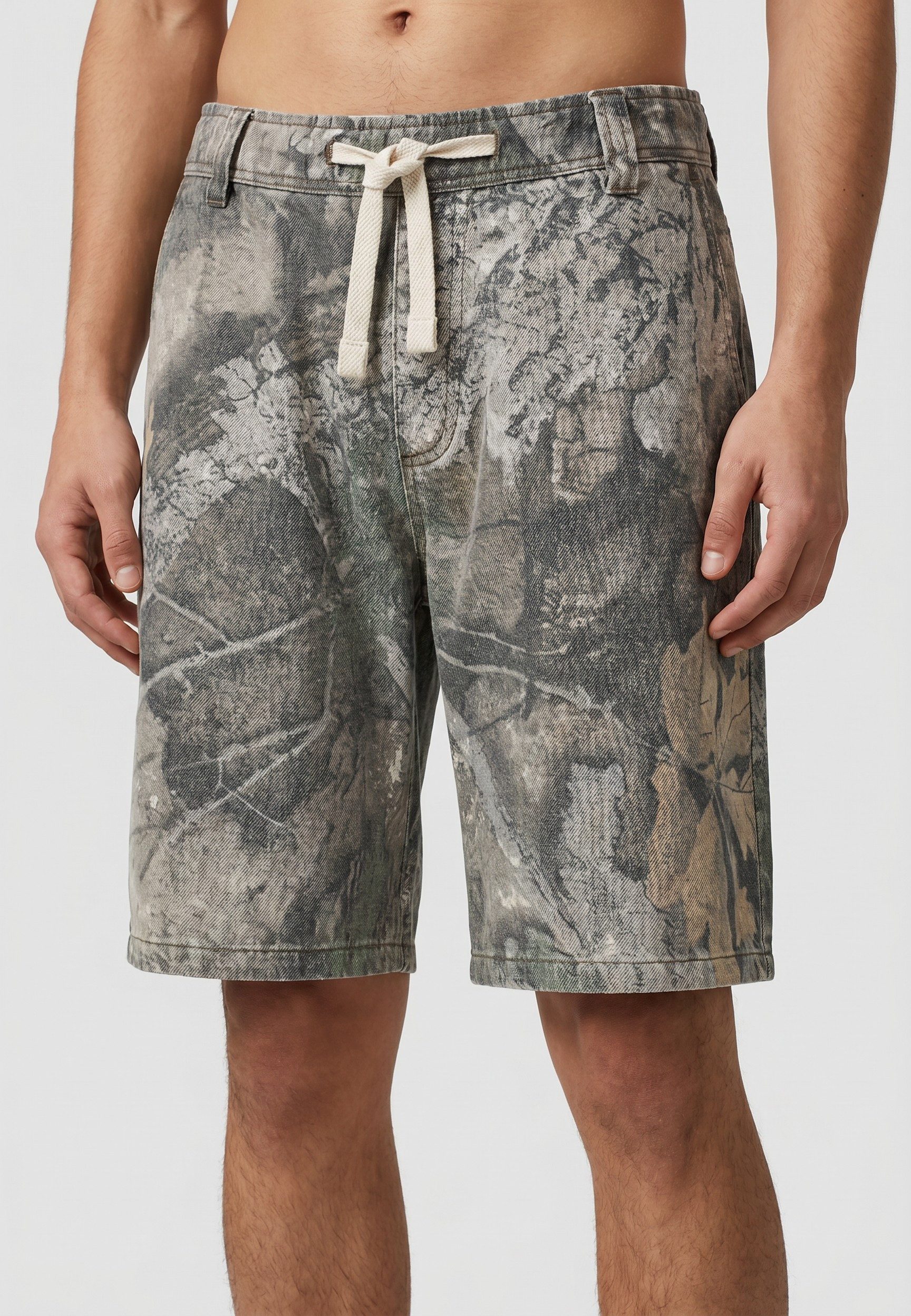 Shorts Herren Baggy Shorts mit Marmor-Muster