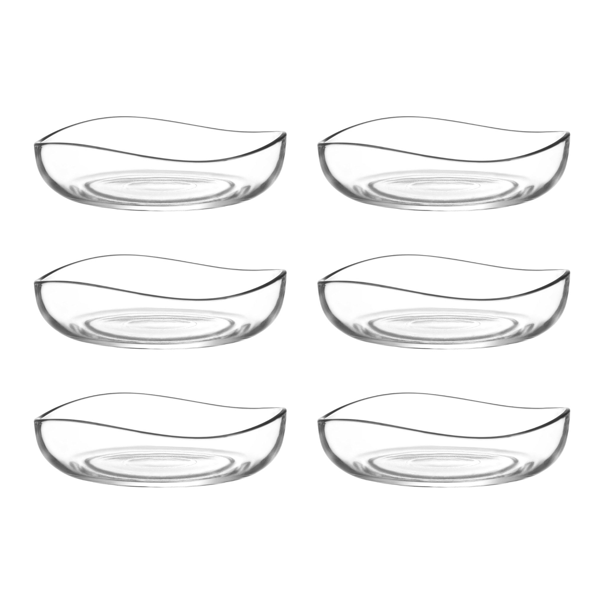 LAV Snackschale Vira Glasschalen - 195 ml (6 1/2 oz) - 6er Set, Glas, (6er-Set, 6-tlg), Geschwungene Form, stapelbar, spülmaschinengeeignet