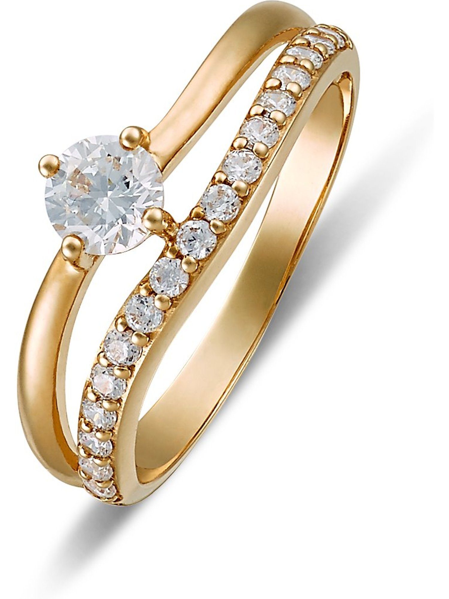 FAVS Fingerring FAVS Damen-Damenring Zirkonia, synthetisch Zirkonia, Gelbgold 18 375er