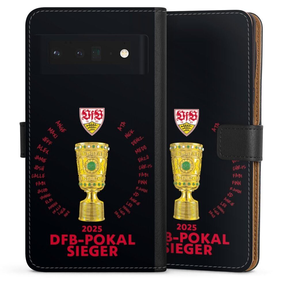 DeinDesign Handyhülle VfB Stuttgart Pokal Offizielles Lizenzprodukt, Google Pixel 6 Pro Hülle Flip Case Klapphülle Handytasche Leder