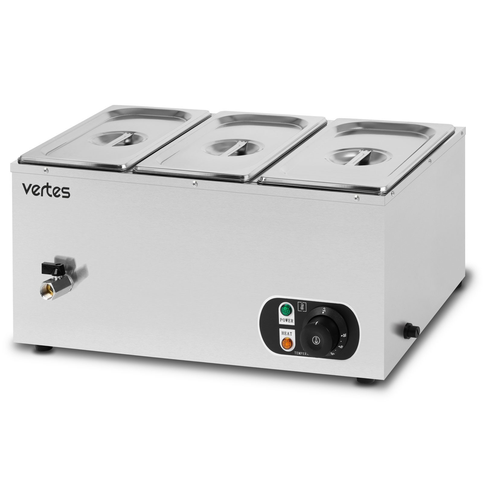 vertes Speisenwärmer Buffetwärmer Wärmebehälter Für Speisen Elektrisch 1500W, Inkl 3x 1/3 GN Behälter mit Deckel für 3x 6L