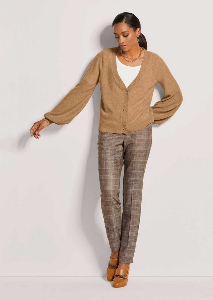 MADELEINE Strickjacke Kaschmir-Cardigan mit Ballonärmeln Jacke mit V-Ausschnitt und Knopfleiste aus Good-Cashmere-Qualität