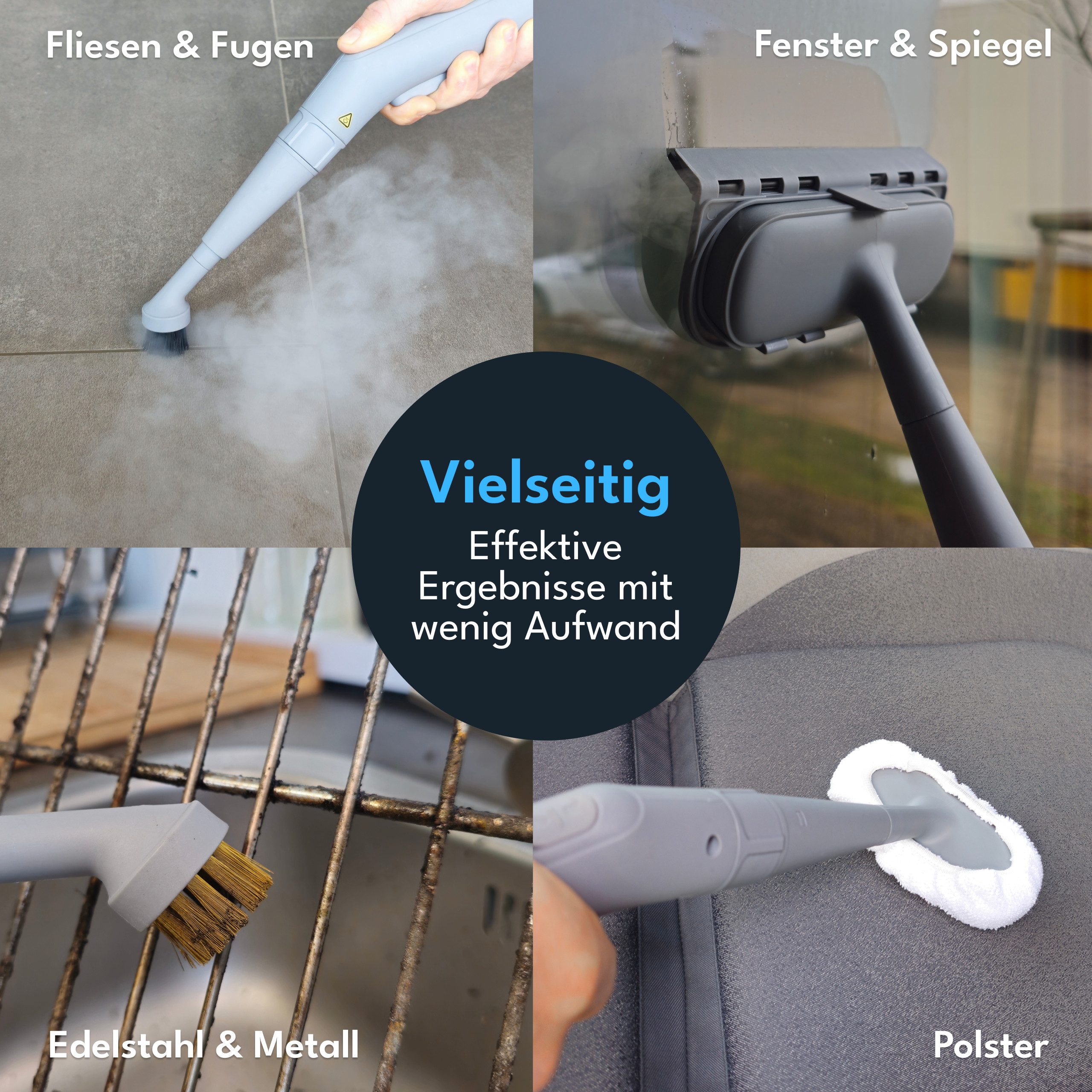 Lebenlang Dampfreiniger Handgerät Steam Cleaner Dampfreiniger, 1000,00 W, Kraftvolle 1000W Leistung I Großer 300ml Tank I Inkl. 10x Zubehör