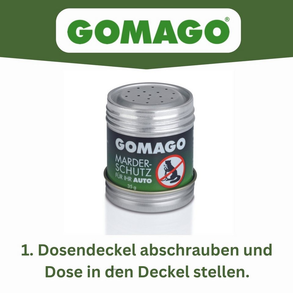 GOMAGO Vergrämungsmittel Marderschutz für Ihr Auto, 35g je Dose, 1-St.,  Zuverlässige und einfache Marderabwehr durch Duftstoff