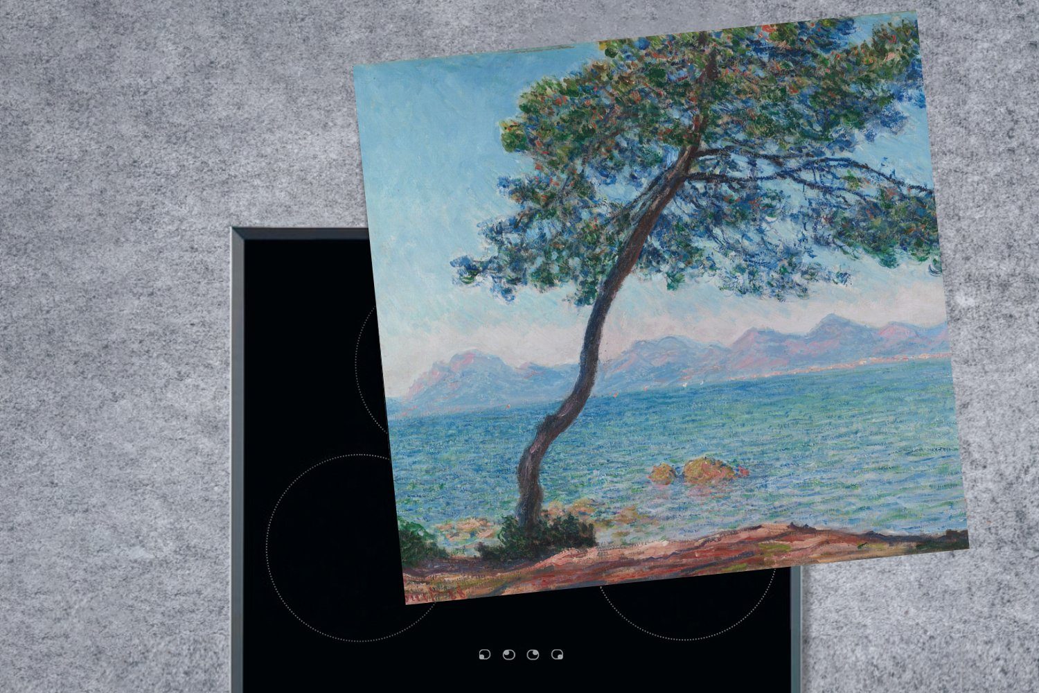 von 78x78 Arbeitsplatte Esterel-Gebirge Vinyl, für MuchoWow Gemälde küche (1 Herdblende-/Abdeckplatte cm, Monet, tlg), Ceranfeldabdeckung, Das Claude -