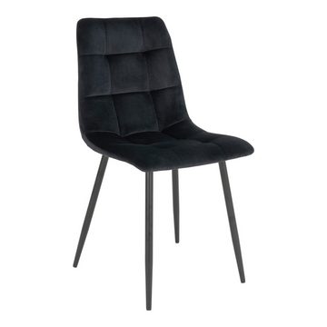 LebensWohnArt Stuhl Modernes 2er Stuhl-Set LEIRIA schwarz Samt