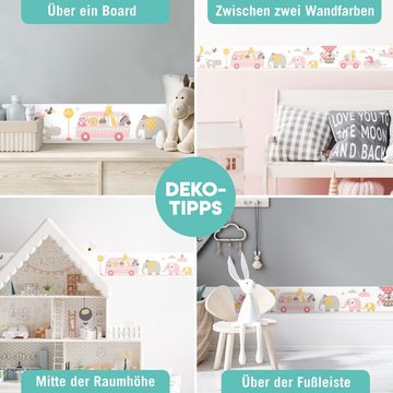 lovely label Bordüre Tiere on Tour rosa/beige/gelb - Wanddeko Kinderzimmer, selbstklebend