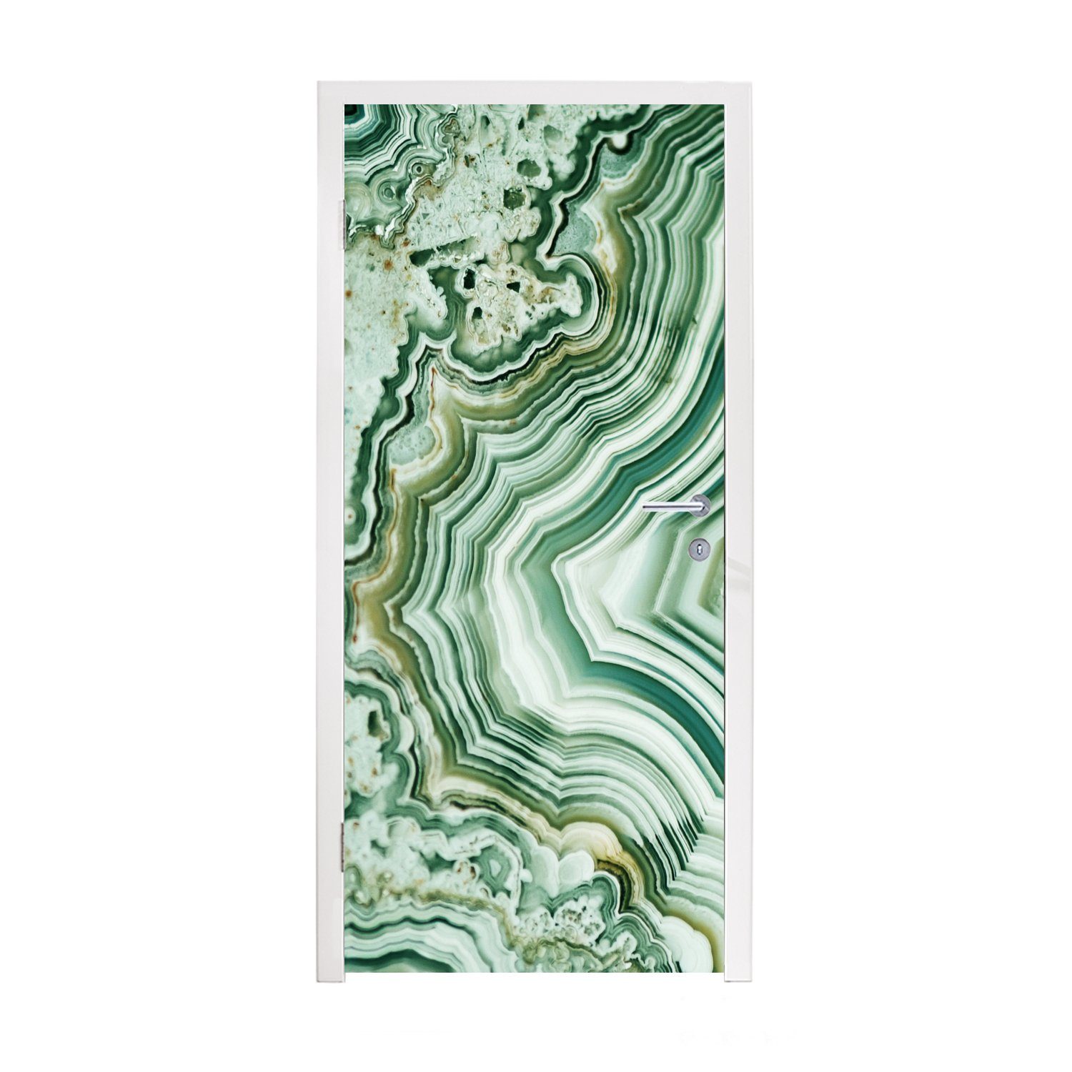 MuchoWow Türtapete Natursteine - Grün - Gesteine und Mineralien, Matt, bedruckt, (1 St), Fototapete für Tür, Türaufkleber, 75x205 cm