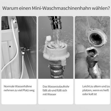 Amissz Absperrventil Waschmaschinen-Eckventil,Messing-Wasserstopp, Schwarz