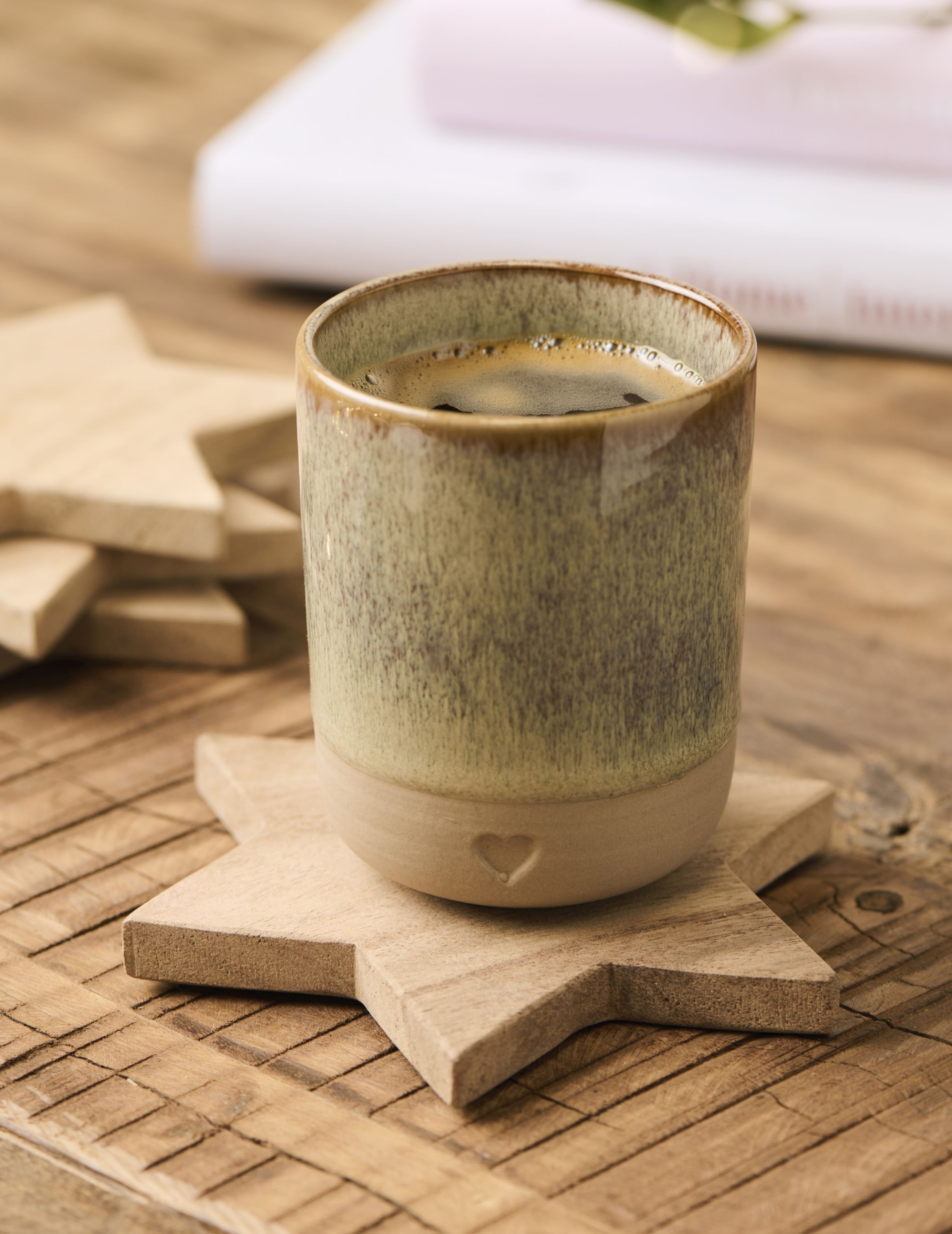 Ib Laursen Getränkeuntersetzer Ib Laursen - 4er Set Untersetzer für Gläser Flaschen Holz Stern