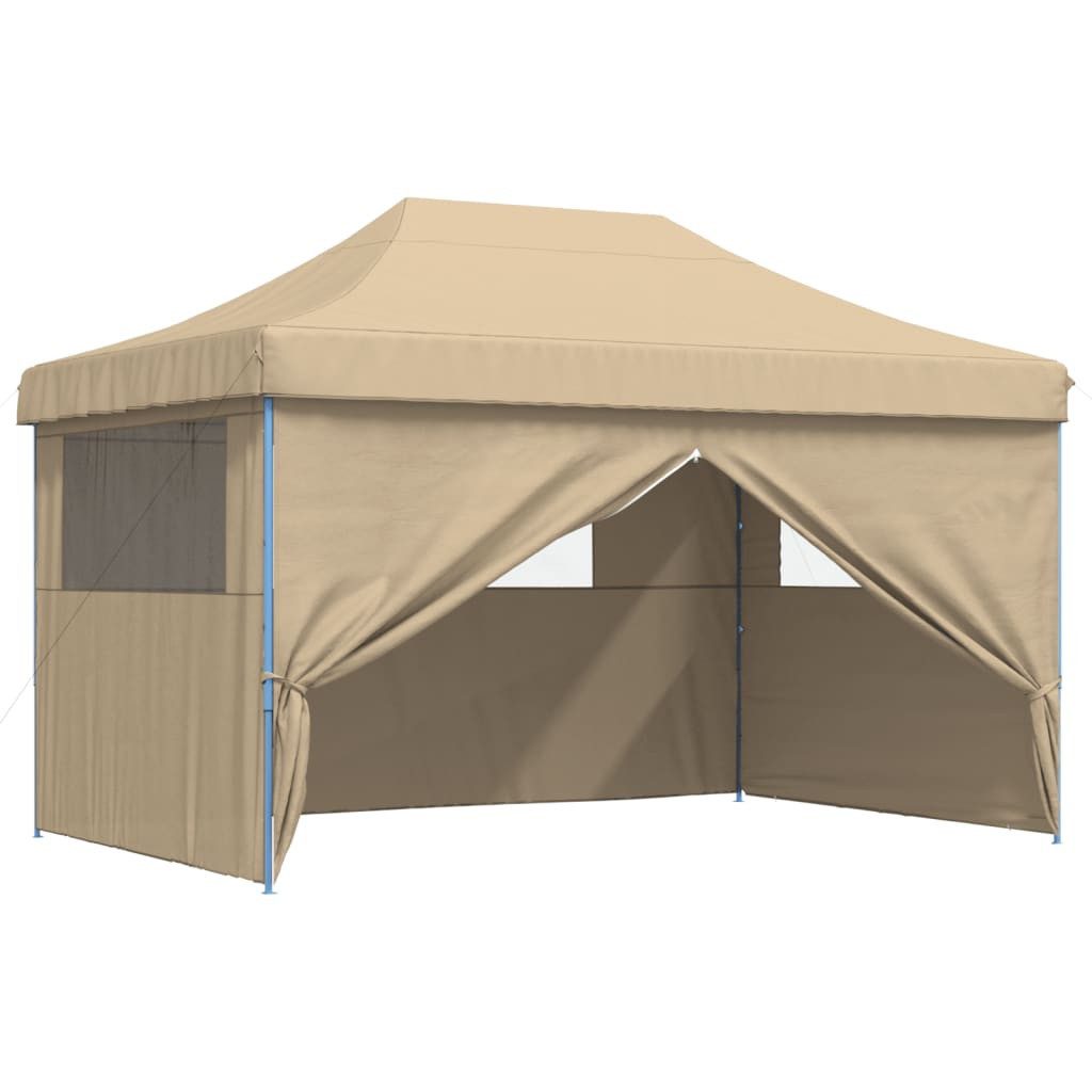 Pavillon Partyzelt Faltbar Pop-Up mit 4 Seitenteilen Beige Pavillon