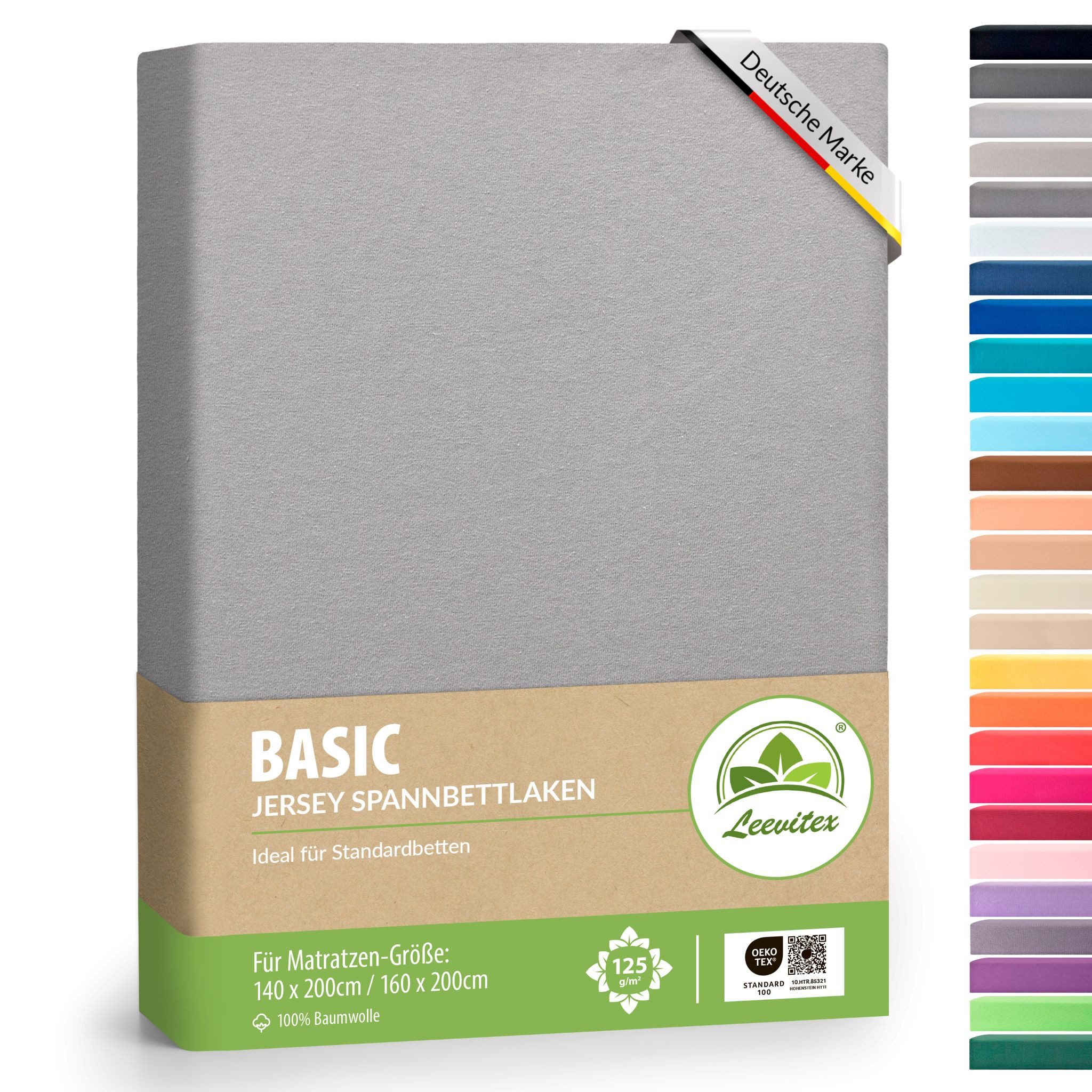 leevitex® Spannbettlaken Jersey aus 100% Baumwolle, für Kinder- & Standardmatratzen, Jersey, Gummizug: rundum, 100% Baumwolle, anschmiegsam & dehnbar, diverse Größen und Farben