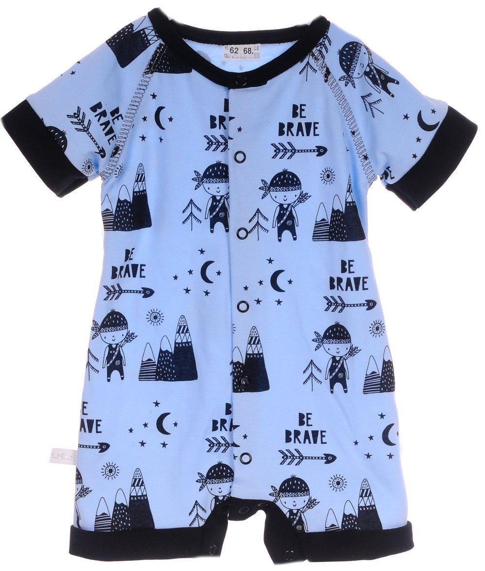 La Bortini Spieler Spieler Baby Strampler Romper in Blau gemustert aus reiner Baumwolle, 44 50 56 62 68 74 80 86 92 98