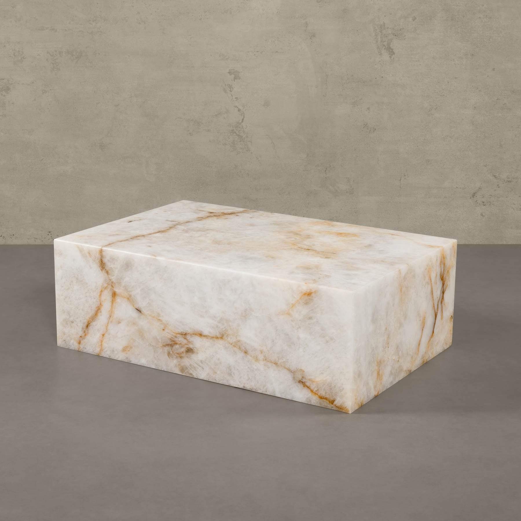 MAGNA Atelier Couchtisch ASPEN mit ECHTEM MARMOR, Ablagetisch Beistelltisch eckig, echter Marmor Tisch, 90x60x30cm Lumix Crystal