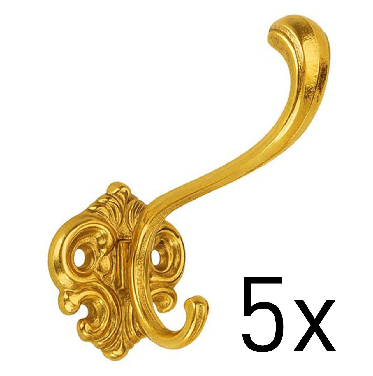 Jürgen Schwerter Hakendesign Kleiderhaken Kleiderhaken Messing – Vintage Haken in Antik-Gold/Bronze, (Spar-Set)