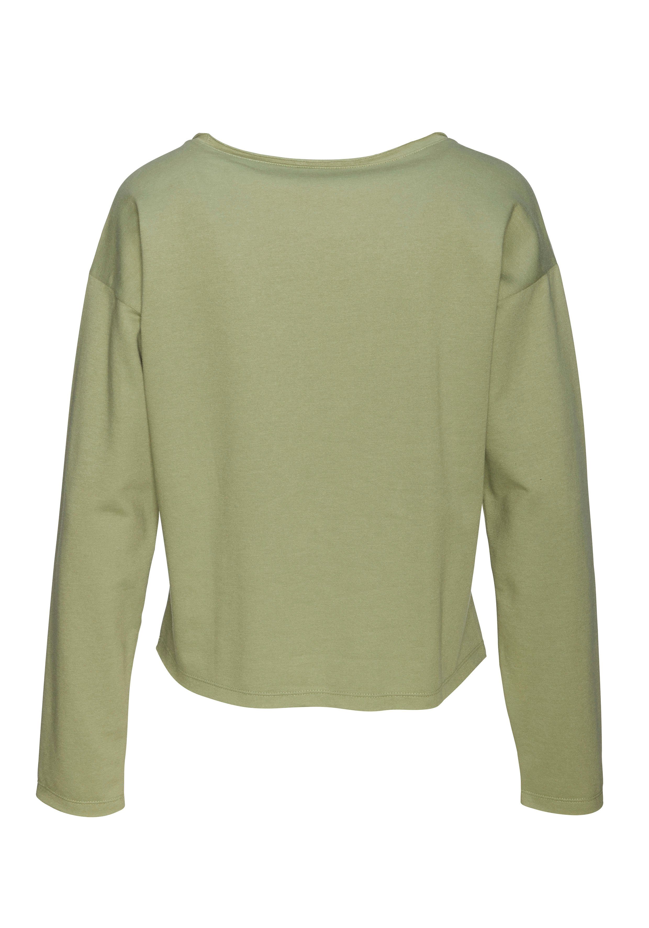 khaki Druck, mit LASCANA Statement Loungeanzug Sweatshirt