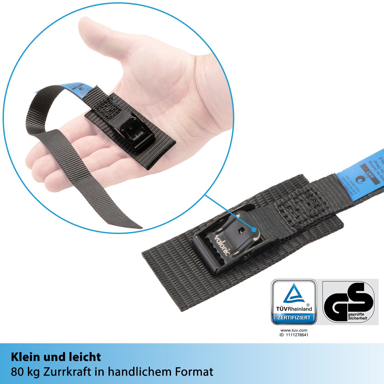 valonic Spanngurt Spanngurte Klemmschloss SG-100-075 (4 Stück, 75cm, 19mm) - ANT (4-St)
