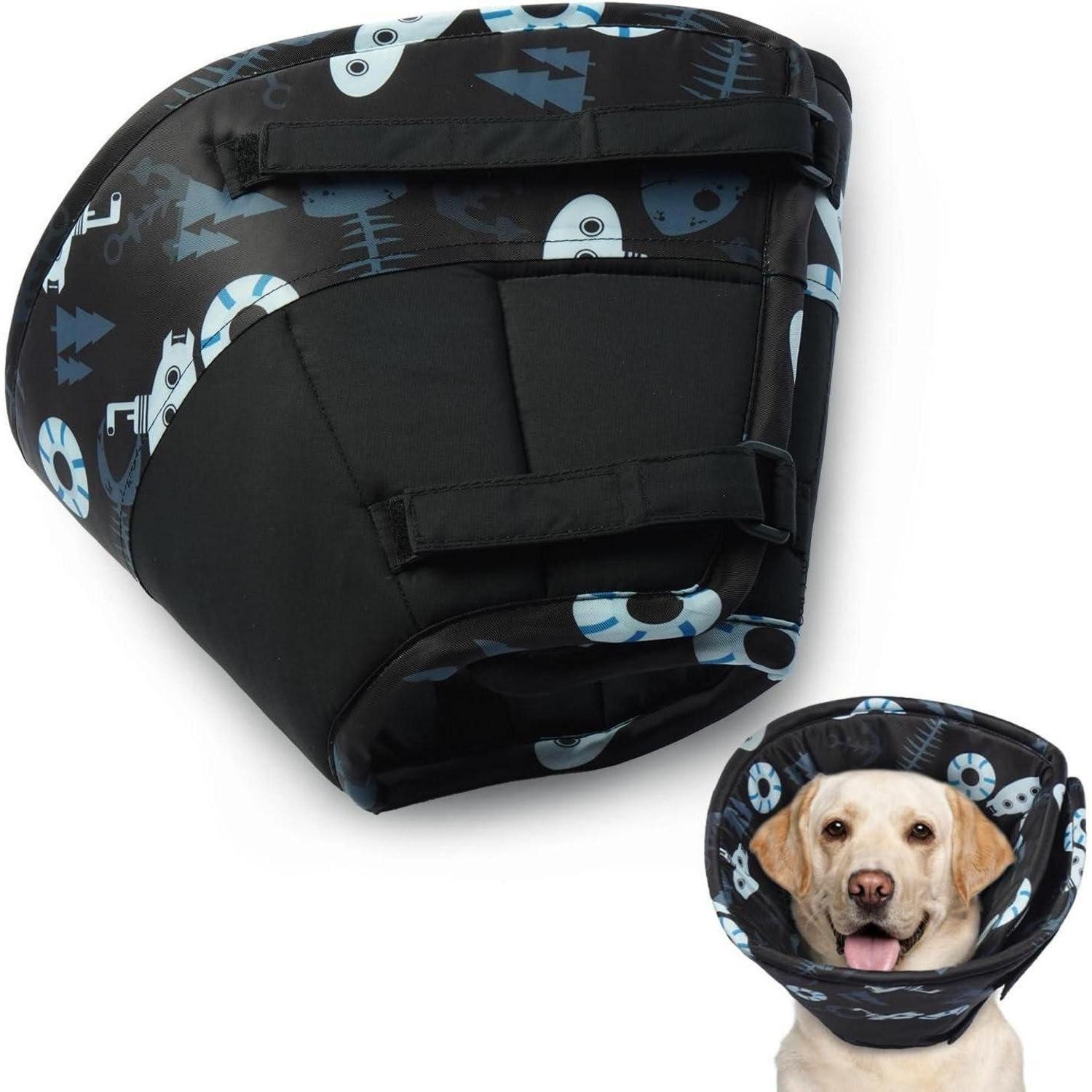 LuxusKollektion Schutzkragen Halskrause Hund Leckschutz Schutzkragen wasserdicht OP S Schwarz