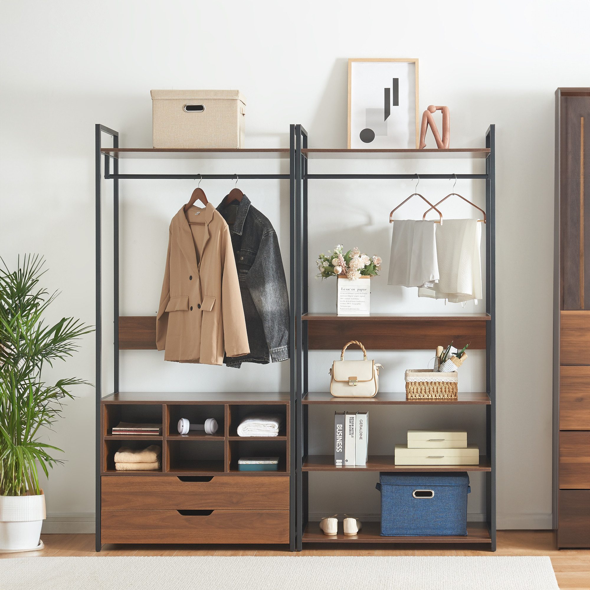 en.casa Garderoben-Set, (Set, 2-teilig), »Larem« Schwarz günstig online kaufen