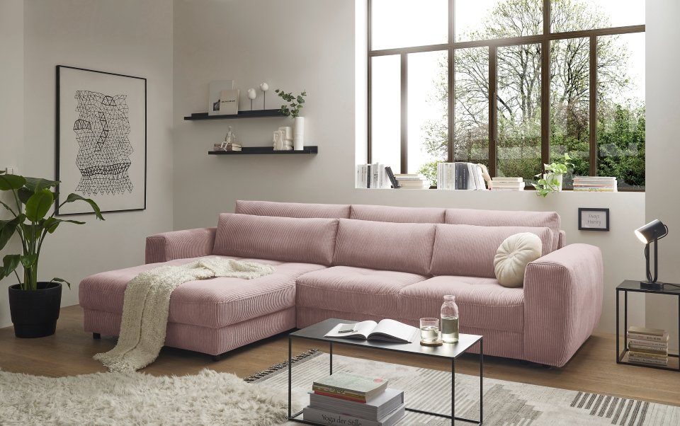 ED EXCITING DESIGN Ecksofa Barura, mit losen Rückenkissen,beidseitig montierbar